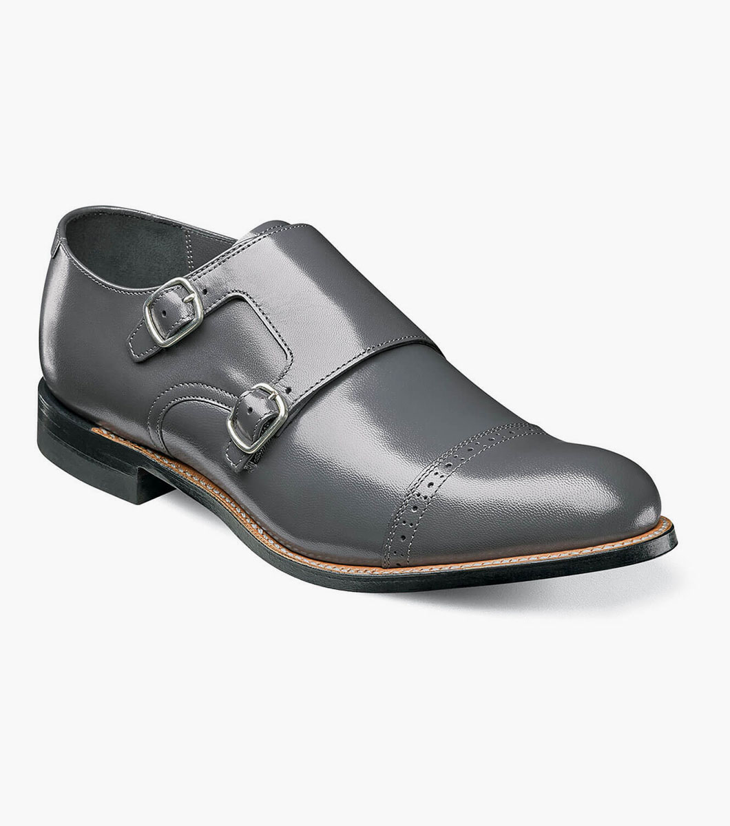 Men's Dress Shoes | Gray Cap Toe Double Monk Strap | Stacy Adams Madison