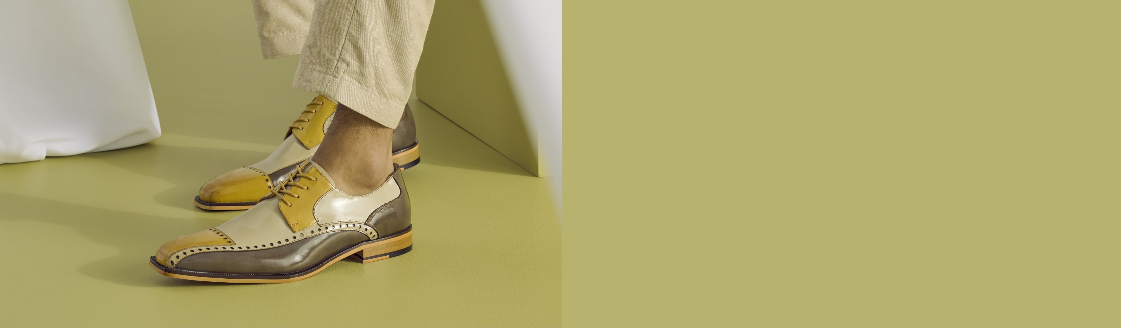 Click to shop the Stacy Adams Plaza. Image features the Plaza in olive. 