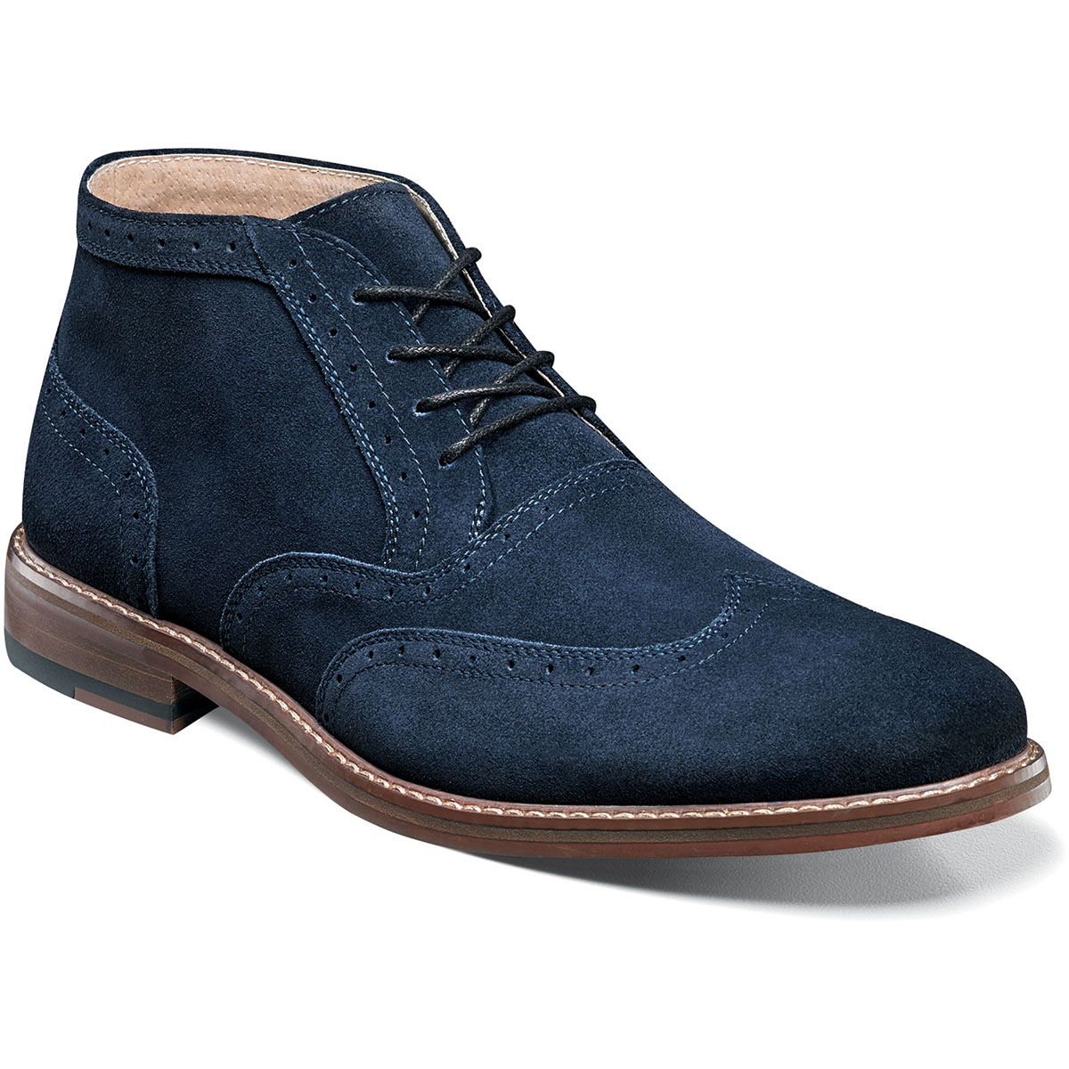 Men's Dress Shoes | Navy Suede Wingtip Chukka Boot | Stacy Adams Arley