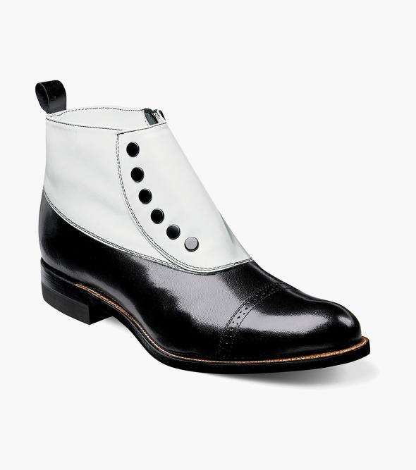 black and white dress boots