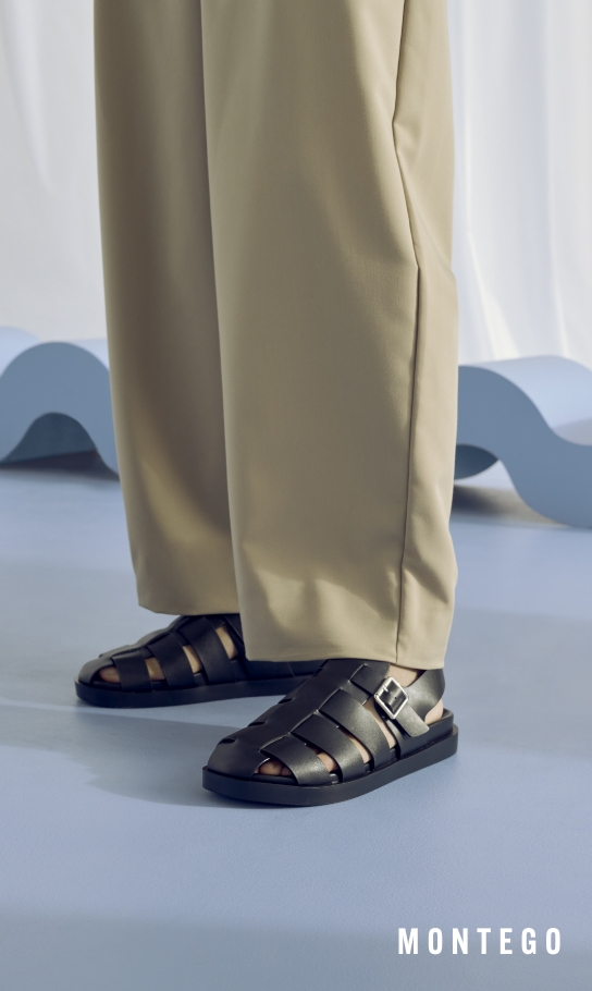 Men's Sandals Category.  Image features the Montego sandal in black.