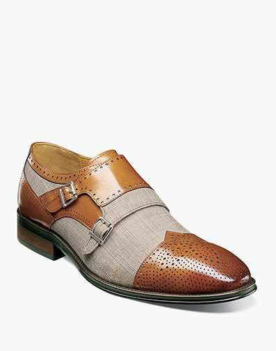 Harper Cap Toe Double Monk Strap in Beige Multi for $$104.90