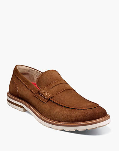 Hopkins Moc Toe Penny Slip On in Brown Suede for $$150.00